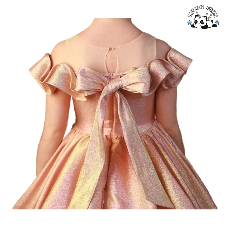 LEZONKIDS - Manufacturer Sale High Quality 2023 New Design Pink Birthday Host Sequined Evening Dress Children's Dress Princess Dress